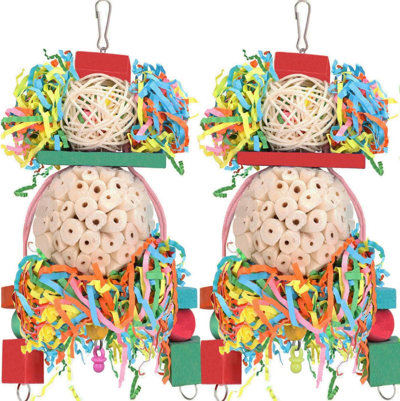 Enhance Your Bird's Life with Parrot Wooden Straw Ball Bird Cage Toys